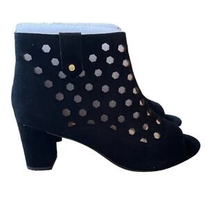 Bettye Muller Concepts Black Suede Open Toe Suede‎ Booties NEW Size 6.5